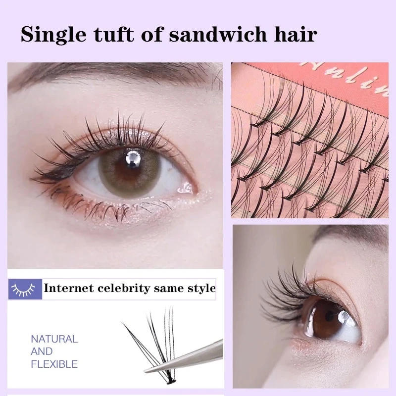 Anninet 60 clusters/box Daily Makeup False Eyelashes Single Cluster M-type Sandwich Natural Makeup tools Lashes eye Eyelash