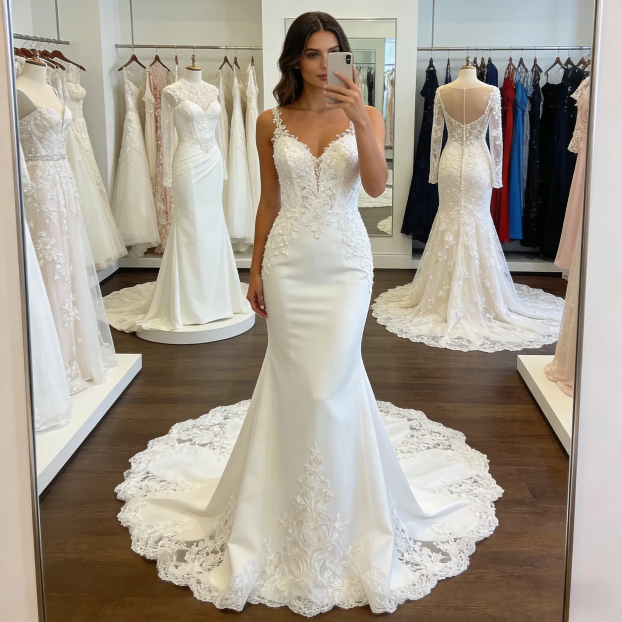 Satin Mermaid Wedding Dress Sweetheart Neckline Thin Straps Sexy Lace Back Floor Length Sweep Train Customized Bridal Gown