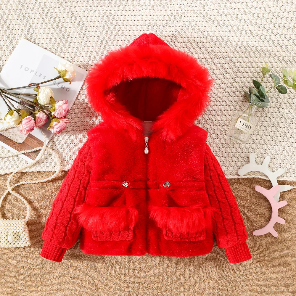 1 2 3 4 Jahre Winter Baby Mädchen Plüschjacke Verdickte Wärmende Mädchen Pullover Mantel Modische Kleinkind Kapuzenjacke Kinderkleidung – Detail 4