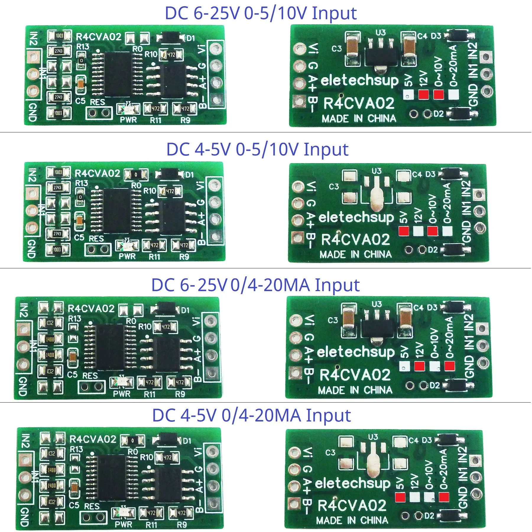 1/5PCS 2CH Voltage Current RS485 Collector Module ADC 0-5V 0-10V 4-20MA 0-20MA Serial Port UART AI Input Module PLC Analog IO