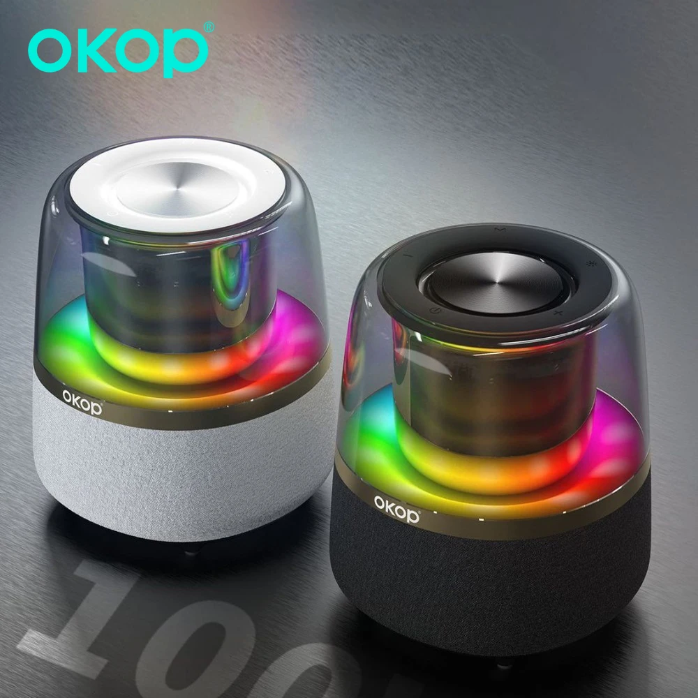 OKOP صوت بلوتوث، مضخم صوت Harmanka100W عالي الطاقة، مكبرات صوت خارجية عالية الحجم، أضواء محيطة ملونة RGB، Caixa De Som USB