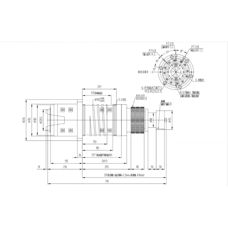 High-Performance Automatic Tool Change BT50 Bearing Components Belt Driven Spindle for Machinery Processing Machine Tool Spindle