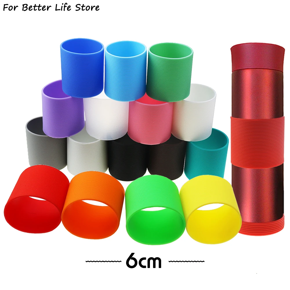 

1Pc 24G 6cm Colour Soft Silicone Heat Insulated Cup Sleeve Antiskid Grain Stripes Non-slip Wraps Glass Odorless Anti Slip