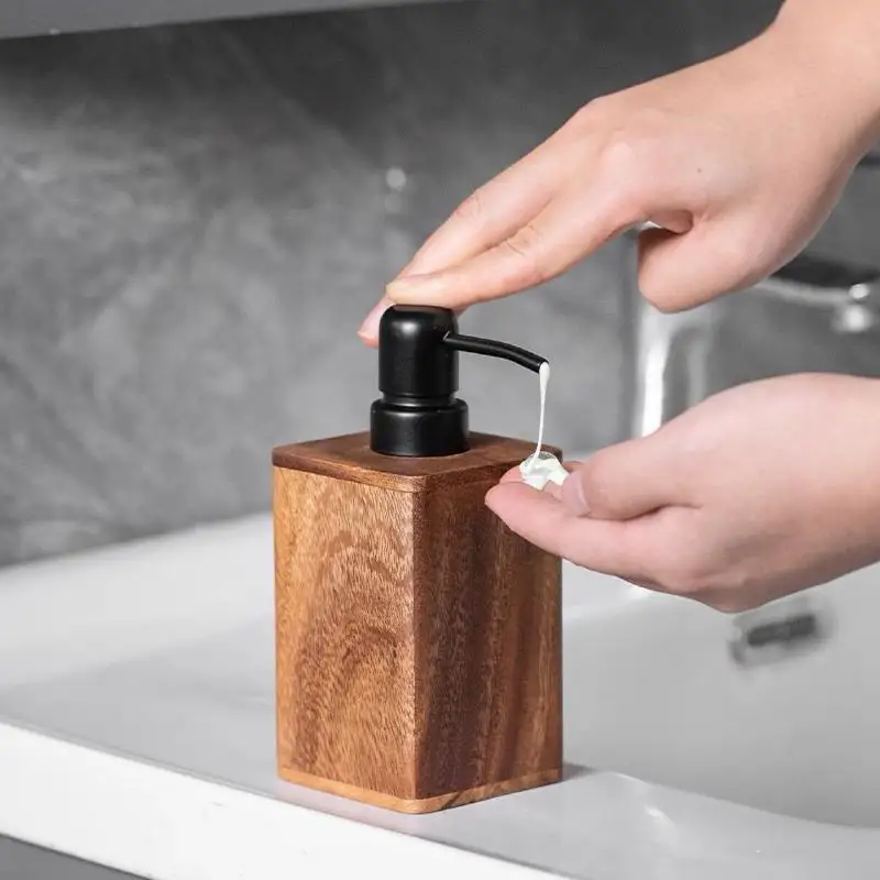 

HOT!Luxury Wooden Soap Dispenser Hand Sanitizer & Lotion Bathroom Accessory - For Home & TravelSoap Bar Dispenser