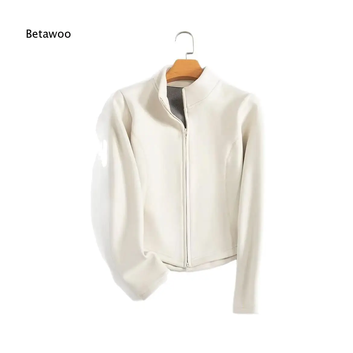 Women Stand Collar Zip Up Jacket Slim Fit Thermal Warm Inner Top Yoga Outfit Coat For Autumn And Winter Daily Activity And Casu