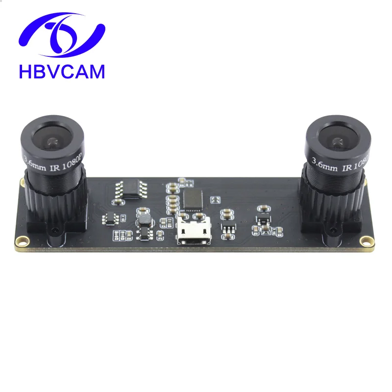 

Factory Price HBVCAM USB 2.0 Interface 1MP 30Fps 72Degree CMOS Dual Lens Free Driver Camera Module Fixed Focus