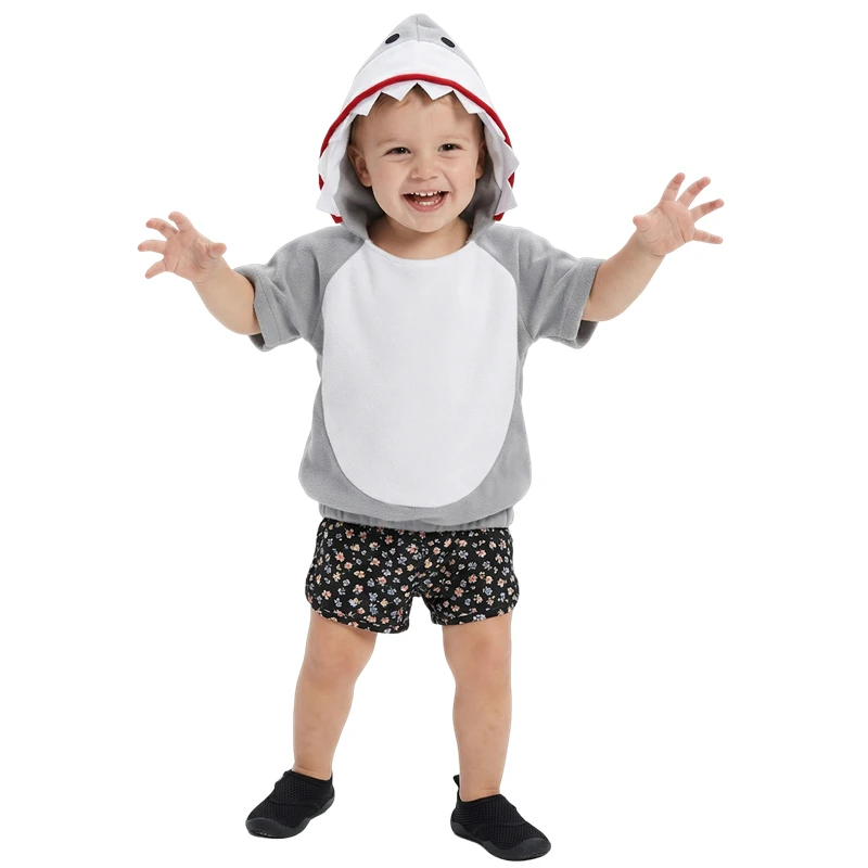 

Детский костюм акулы с хвостом, костюм для косплея на Хэллоуин для мальчиков и девочек, наряд для вечеринки в стиле океанских животных, для выступлений, дня рождения