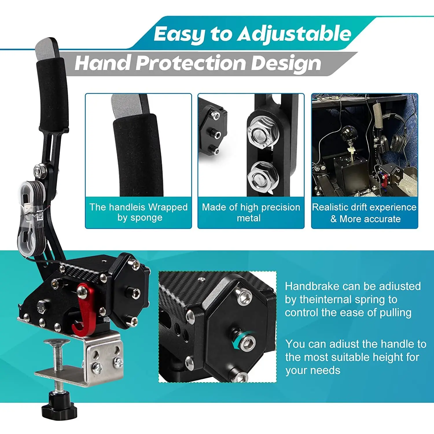 الكمبيوتر USB محاكي شيفتر فرملة اليد مع 7 + R H شيفتر كليب ل لوجيتك G29 G27 لعبة سباق GT THRUSTMASTER T300 T500