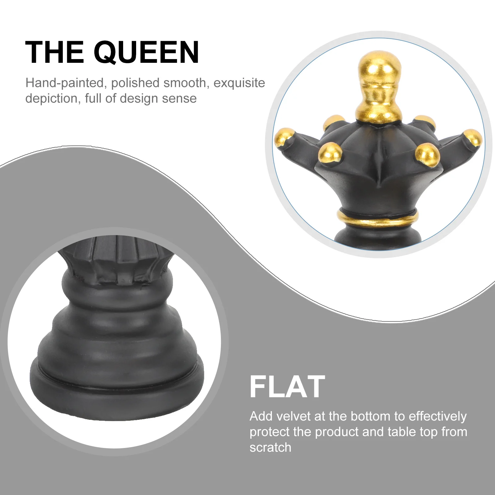 

Office Chess Sculpture Statue Ornament Bookshelf Decor Housewarming Decorative Black Resin for Home