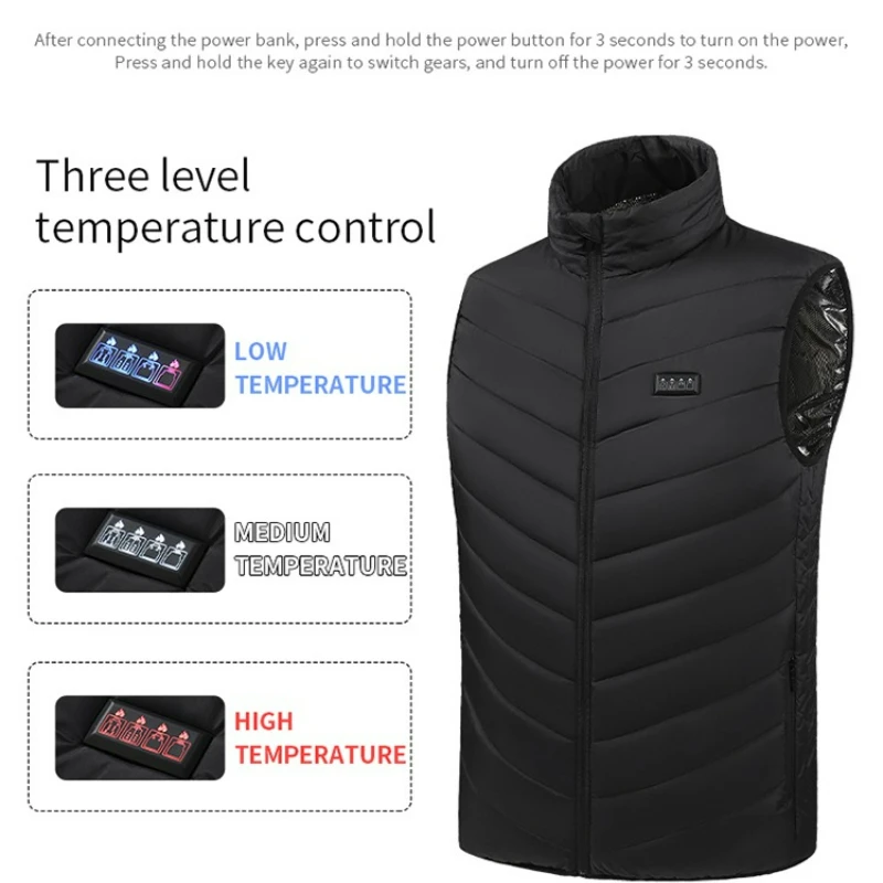 سترات COMXZ للمغامرة 21 منطقة للتدفئة الحرارية للرجال شتوية تعمل بمنفذ USB معاطف دافئة للتزلج سترات خفيفة الوزن للتخييم والترفيه