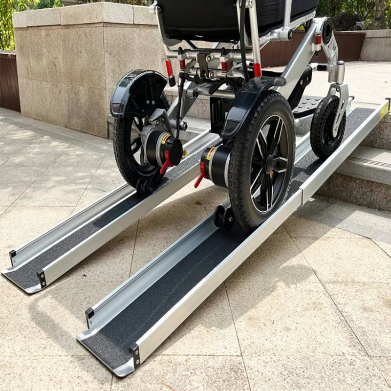 Rampa retráctil portátil sin barrera para silla de ruedas eléctrica, caja de vuelo, carga de escaleras