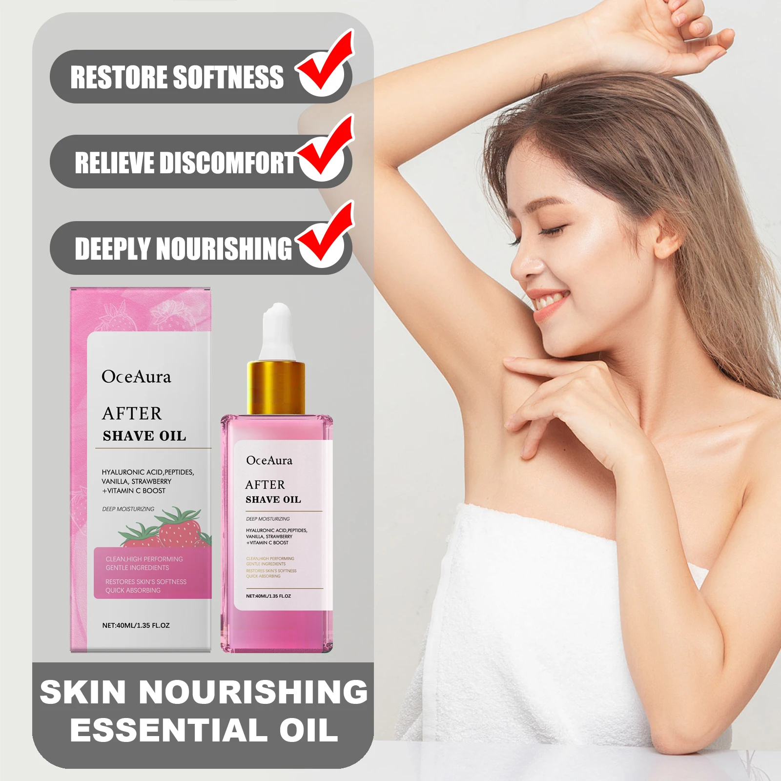 OCEAURA Skin Nourishing Essential Oil After Hair Removal & Shaving Moisturizing Repairation Reduce Discomfort Enhances Radiance