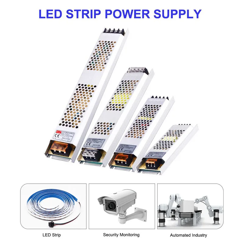 Super Thin LED Power Supply DC 12V 24V Lighting Transformers 60W 100W 200W 300W 400W AC180-260V Driver for LED Strip Lights