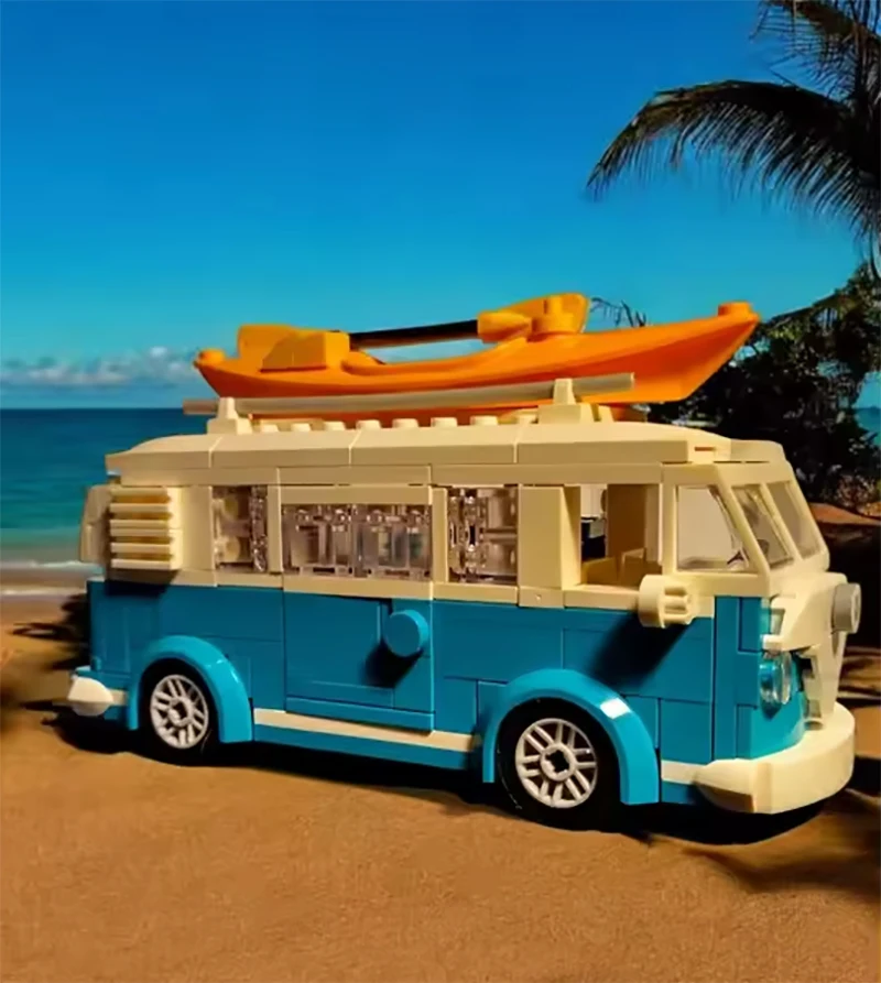 Mymocs MOC 10220 Speed Technisches Auto VW Türkis T1 Camper Van City Camp Truck Kreative Sets Bausteine Spielzeug Geschenk – Detail 3