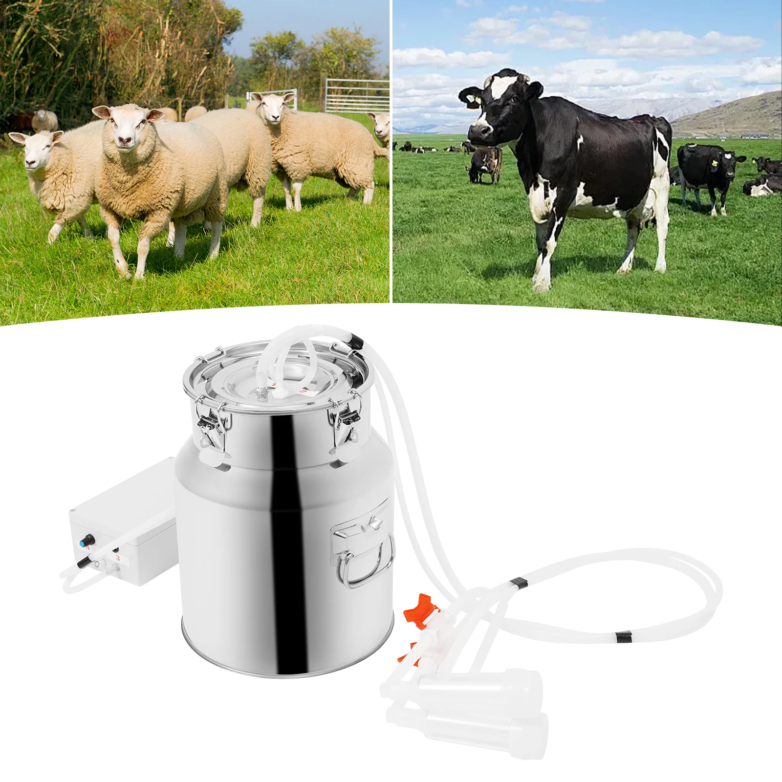 

Доильный аппарат для коров серебристого цвета 3/5/10/14 л, импульсный вакуумный насос с регулируемой скоростью, обратный клапан с автоматической остановкой, электрический доильный аппарат для коров