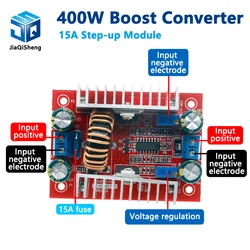 Fonte de alimentação contínua dc 400w 15a, conversor de impulsionador de corrente constante, driver de led 8.5-50v para 10-60v, módulo de carregamento de tensão