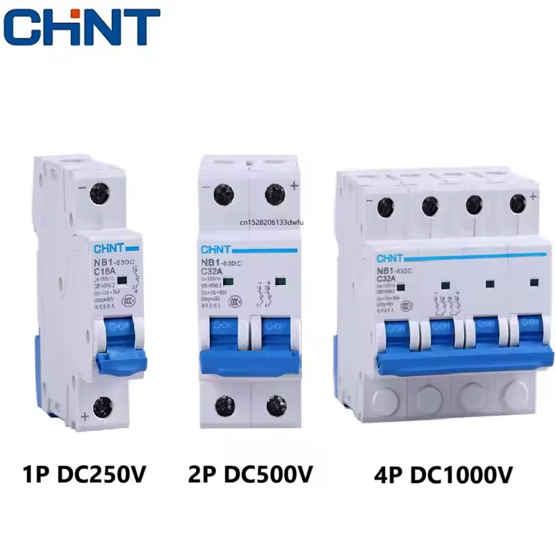 CHINT disjoncteur cc NB1-63DC 1P 2P 4P DC500V 6KA C1A 2A 3A 4A 5A 6A 10A 16A 20A 25A 32A 40A 50A 63A Mini disjoncteur cc