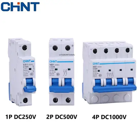 CHINT DC 회로 차단기 NB1-63DC 1P 2P 4P DC500V 6KA C1A 2A 3A 4A 5A 6A 10A 16A 20A 25A 32A 40A 50A 63A 미니 DC 회로 차단기