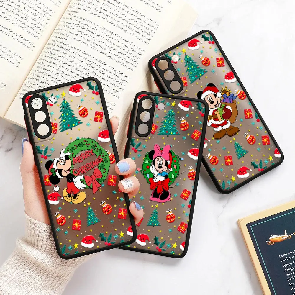 

Case For Samsung Galaxy S24 S23 S22 Ultra S21 FE S10 S9 Plus Case Note 10 20 Merry Christmas Minnie Mouse Clear Shockproof Cover