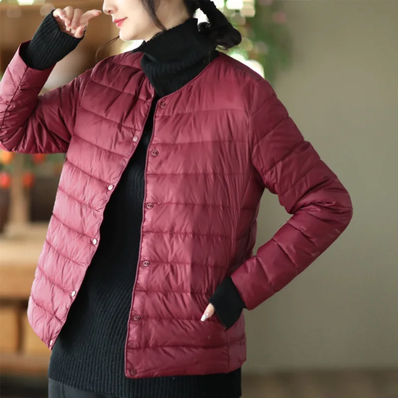 Women's Models Fairy Fall Winter Coat Liner V-neck Light Warm Casual Comfortable New Versatile Slim Trend Brand Luxury Harajuku