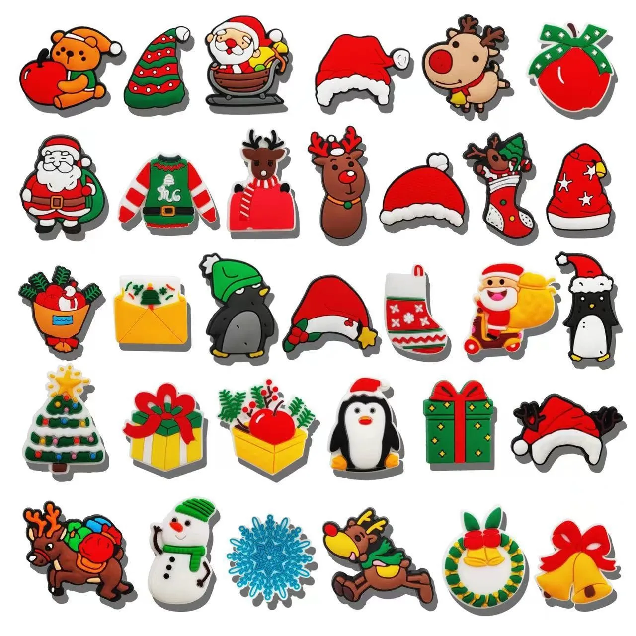 32 style Christmas Shoe Charms PVC Decorations for Footwear Santa Claus Reindeer Clog Accessories for Festive Party Gifts