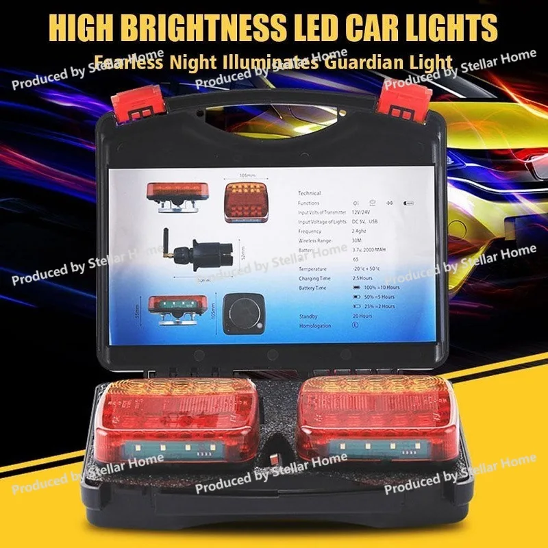 New Portable Wireless Trailer Light Magnetic Rechargeable Waterproof Led Kit with Suction Cup Base Tail Light
