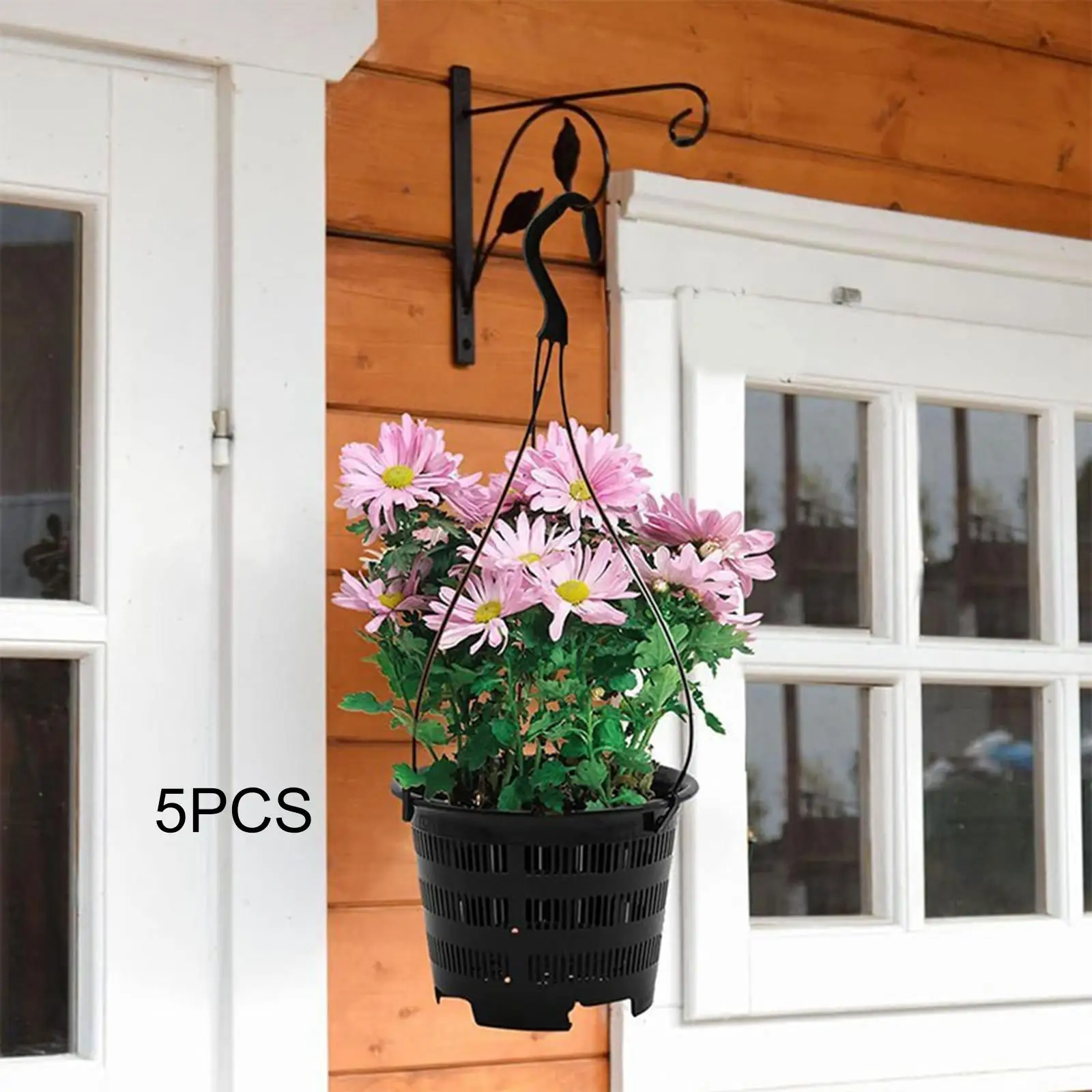 5Pcs Hanging Planters, Flower Baskets, Compact Portable Breathable with Hook Hanging Plant Pots for Home Patio Outdoor