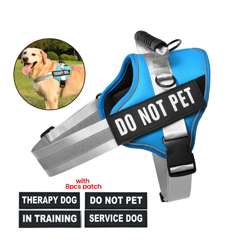 عاكس النايلون الكلب تسخير مع 8 قطعة بقع الكلب تنفس الكلب تسخير مع خدمة الكلب التسمية لينة مبطن الحيوانات الأليفة تسخير ل Sma #1