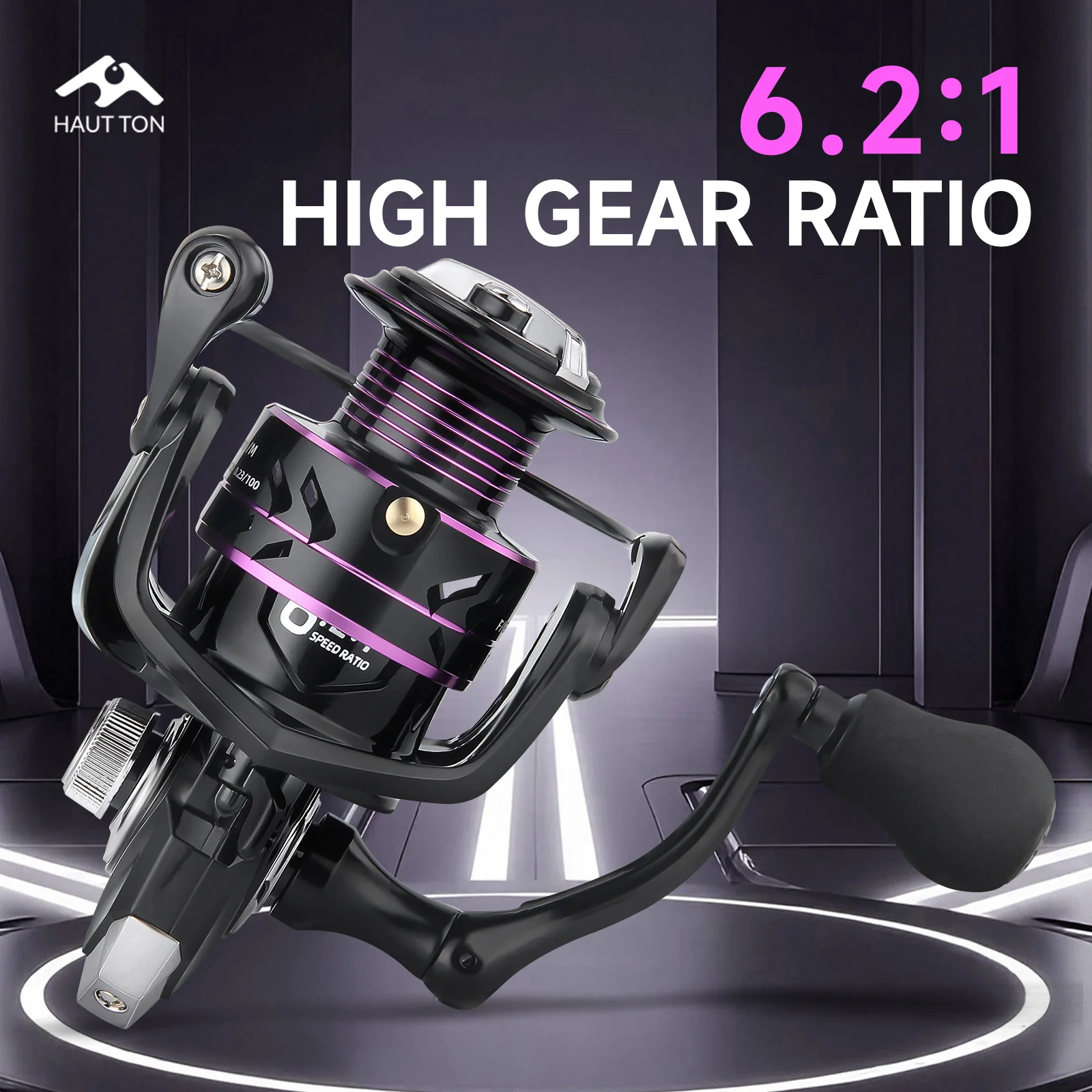 HAUT TON FD 1000/2000/3000 Alta Velocidade 6.2:1 GearRatio Carretel de fiação 10kg Max Drag EVA Grip Pílula Carretel de metal Equipamento de pesca perfeito