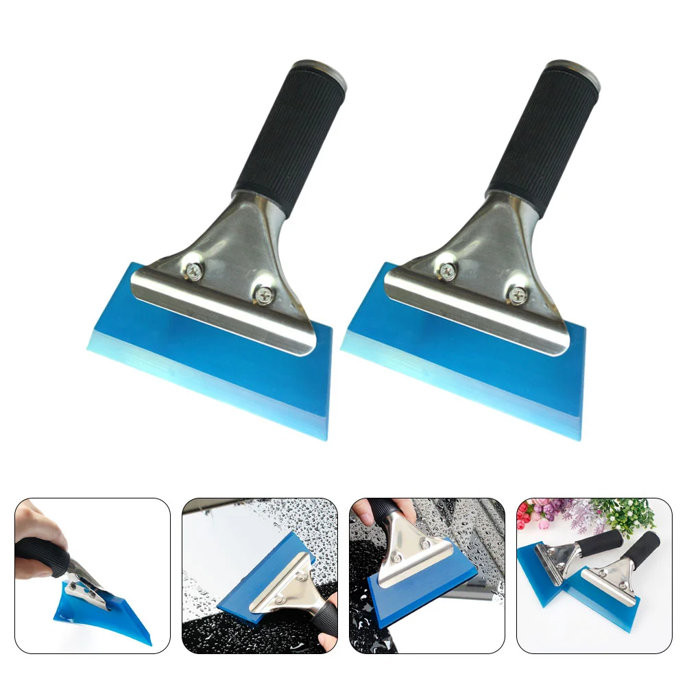 

2 Pcs Car Film Scraper Sticker Tool Snow with Rubber Sleeve Window Razor Plastic