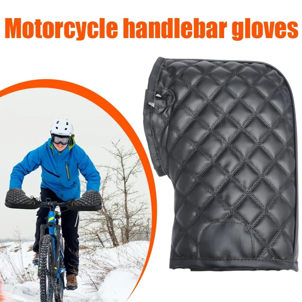 

Thickened Cotton Motorcycle Handlebar Covers Winter Warm Gloves Electric Bike Waterproof Windproof Fleece Lined Hand Warmers