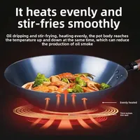 2023 New Chinese Traditional Iron Wok Handmade Large Wok&Wooden Handle Non-stick Wok Gas Cooker Pan Kitchen Cookware Iron Pot