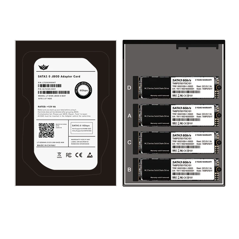 Imagem -04 - Metal Case Porta b Mais m Chave M.2 Sata Ssd para 3.5 Sata3.0 6gb Jbod Cartão Adaptador com Gabinete Soquete m2 Ngff para Caixa Adaptador Sata