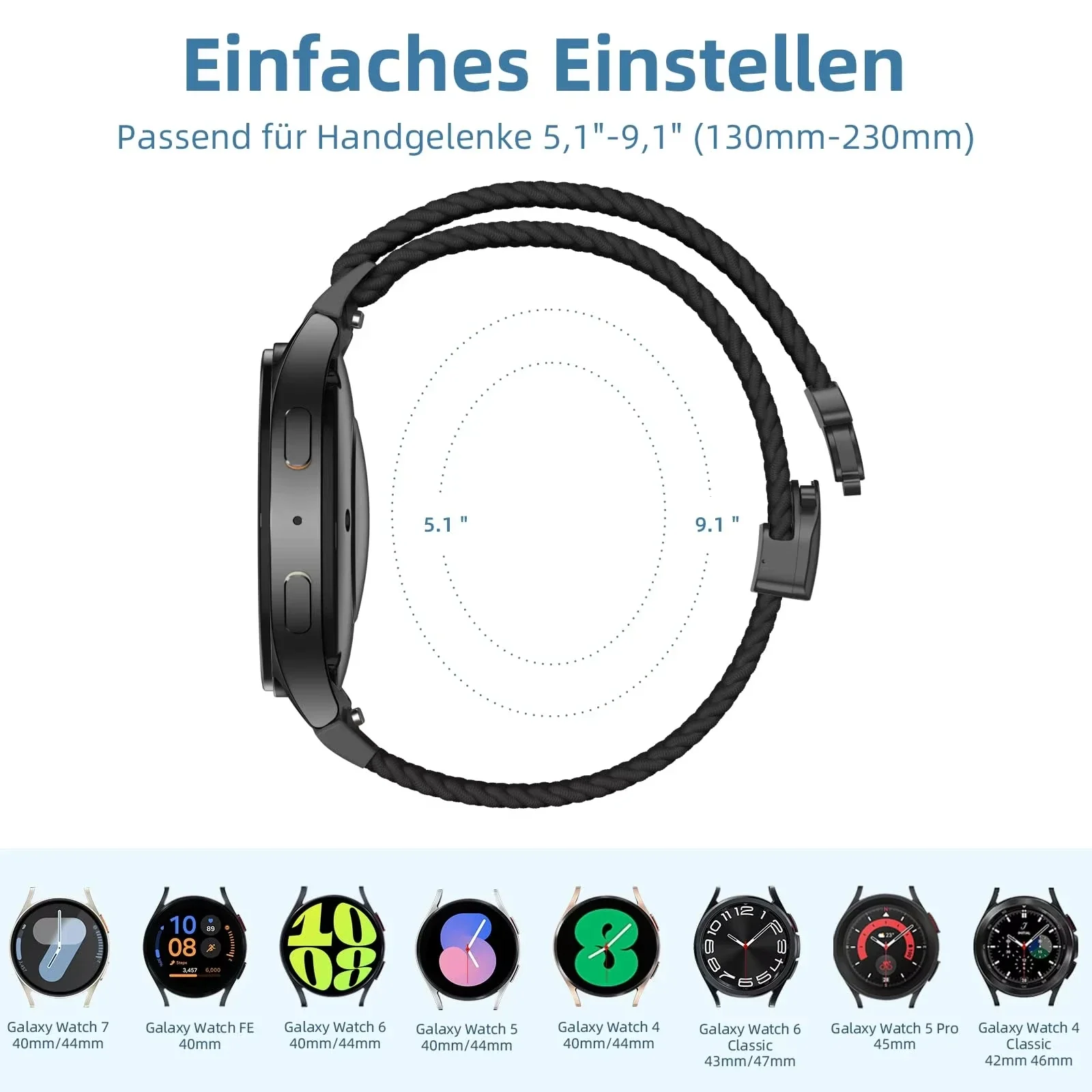 المظلة مضفر الفرقة لساعة سامسونج جالاكسي 7 6 5 4 FE 5 Pro 45 مللي متر 40 مللي متر 44 مللي متر كوريا سوار Watch6 4 الكلاسيكية 47 مللي متر 43 مللي متر حزام #5