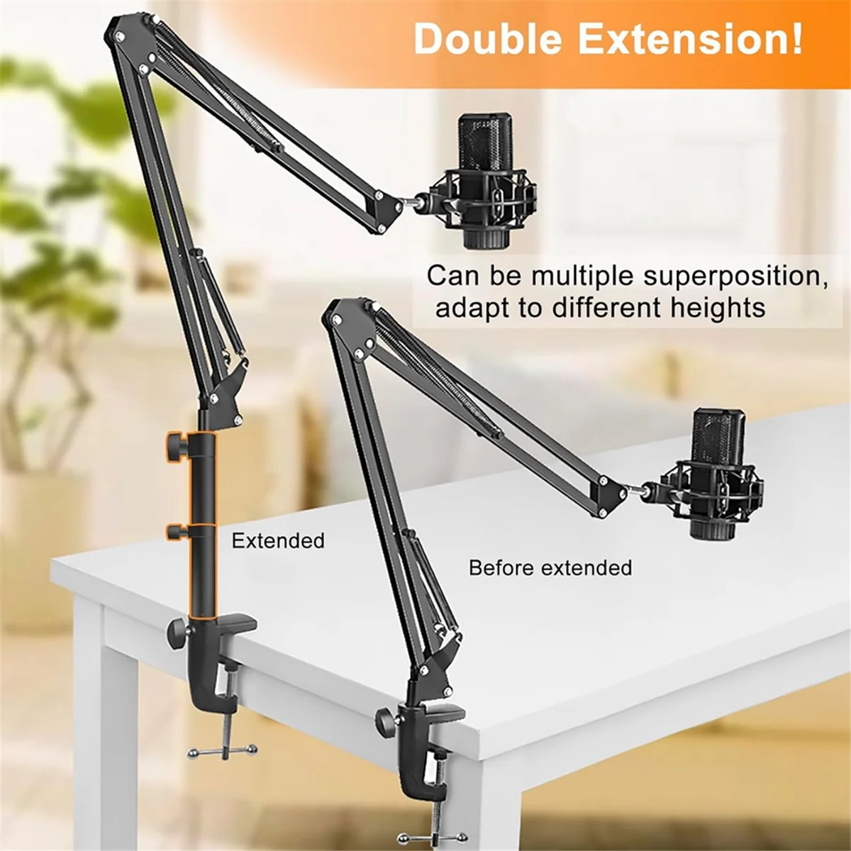 Microphone Boom Arm Extension Tube, Mic Stand Extension Riser for Microphone Suspension Boom Scissor Arm Stand Holder