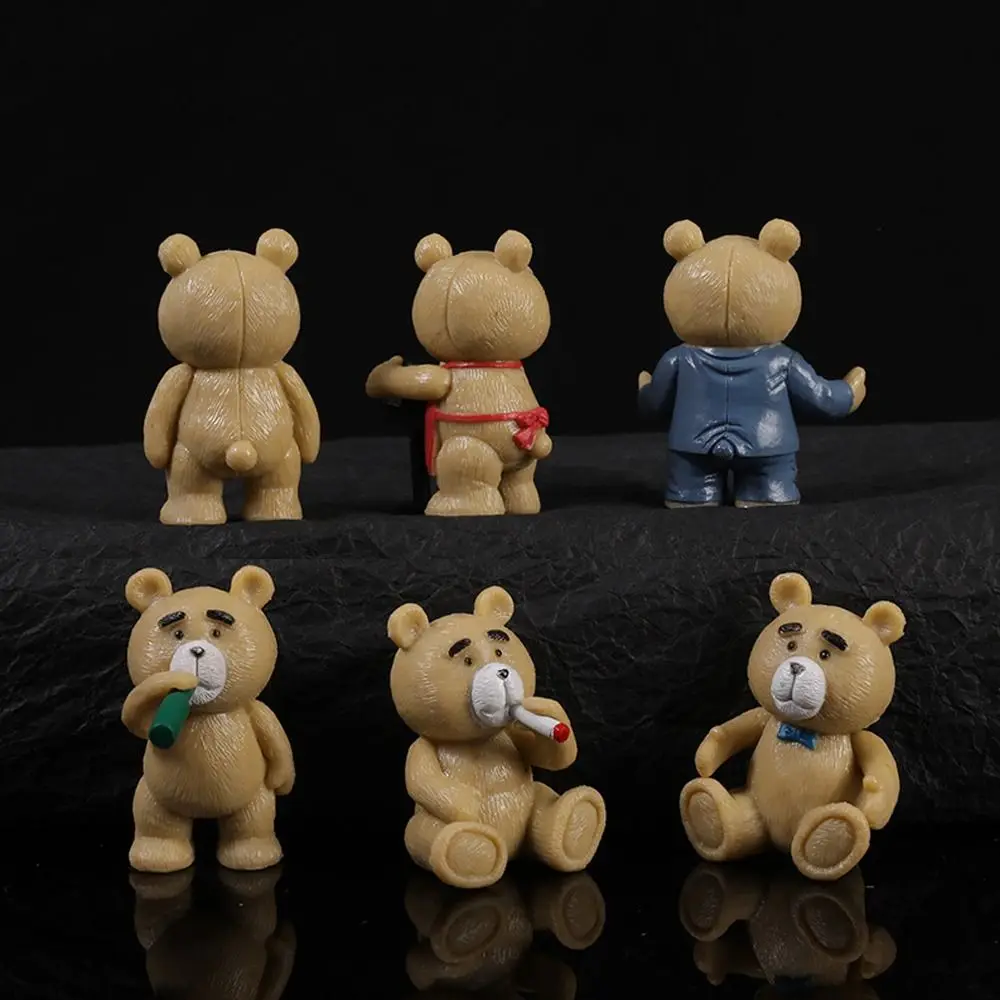 Decorations Vivid Teddy Bear Garage Kit Cute Different Postures Cartoon Bear Doll Model Kits