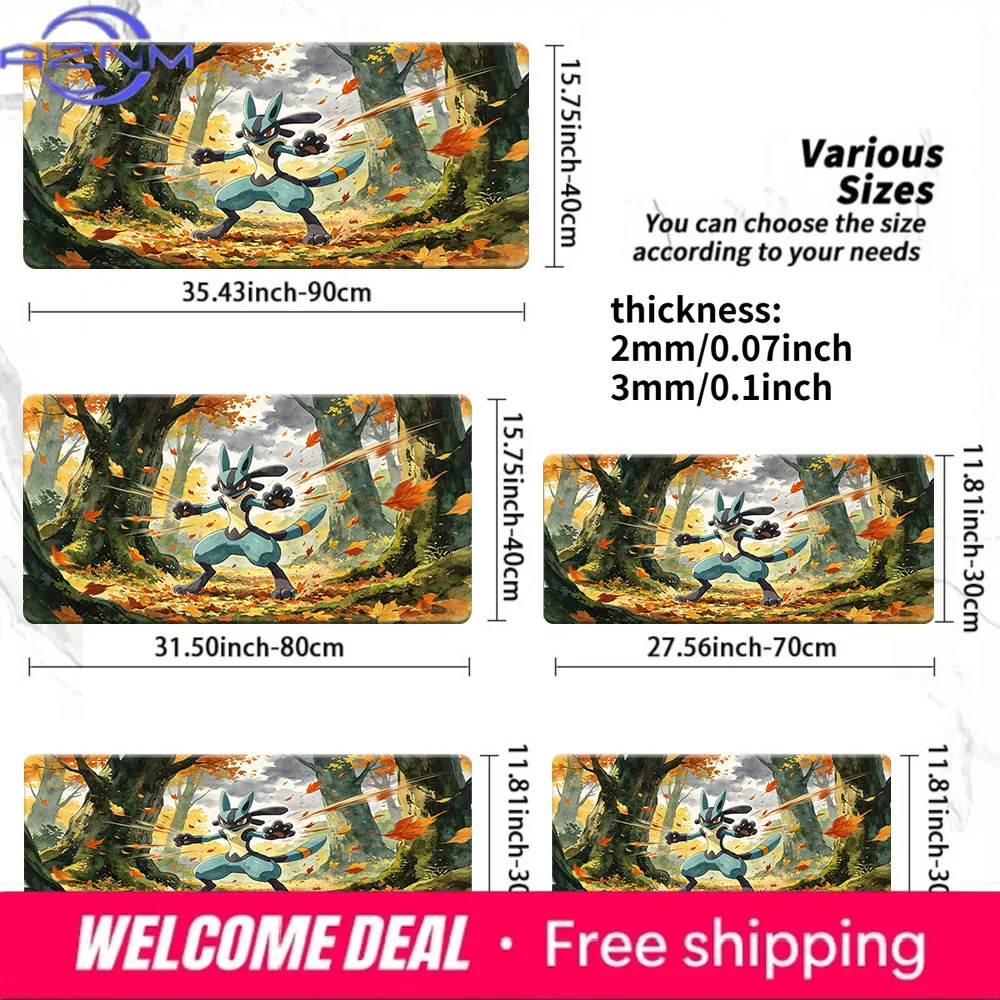 

Lucario Autumn Forest Battle Gaming Desk Mat Non-Slip Washable Mouse Pad