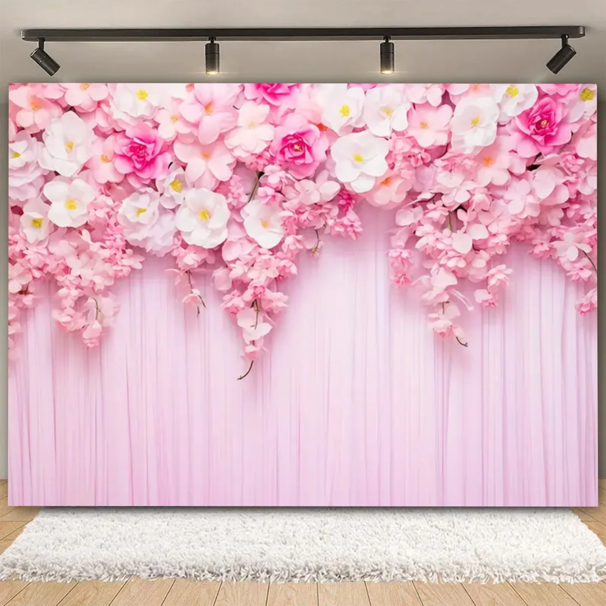 Charm Custom Wedding Backdrop Flowers Pink Floral Birthday Banner Photography Backgrounds Photo Studio Photozone Photocall Decor