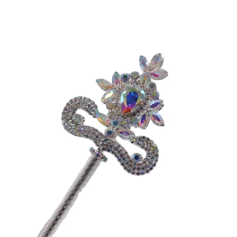 Fashion Goddess Metal Flowers With Rhinestones Magic Wand Beauty Pageant Props