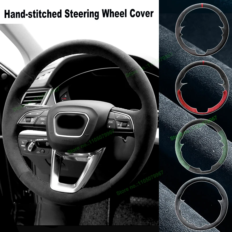 

Hand-Stitch Non-slip Alcantara Leather Car Steering Wheel Cover Wrap for Audi A4 Allroad Q3 Q5 SQ5 Sportback Q7 SQ7 Q8 Interior
