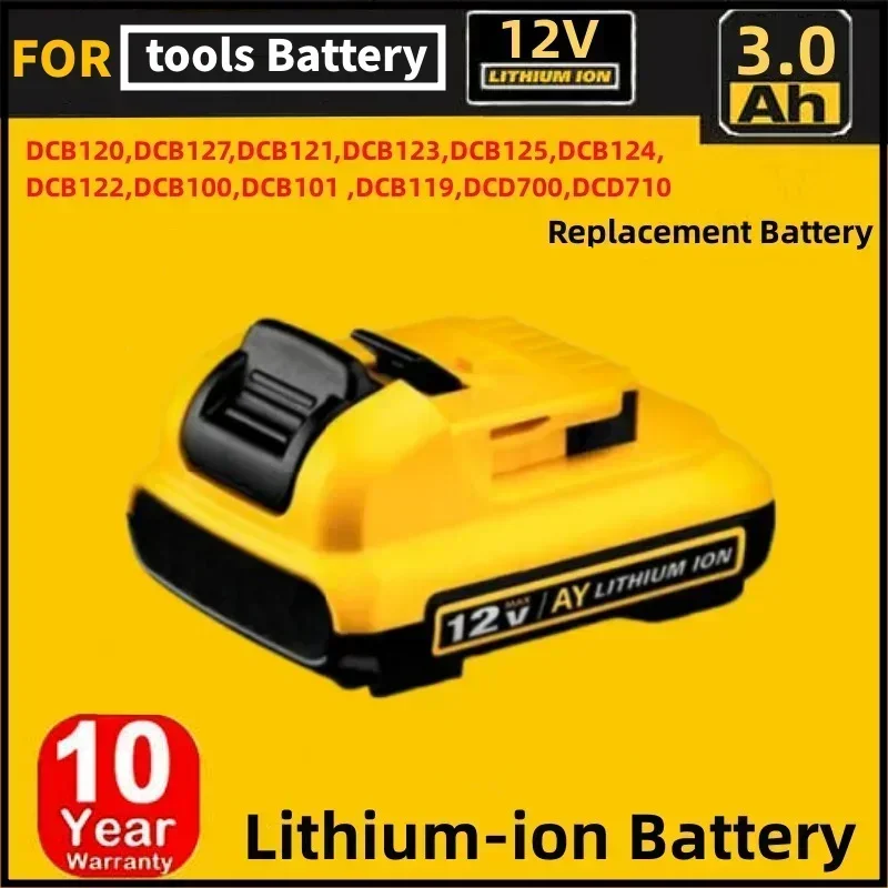 

12V Lithium Ion Battery Replacement 3.0Ah Max for DeWalt DCB120 DCB123 DCB122 DCB127 DCB124 DCB121 Rechargeable Batteries