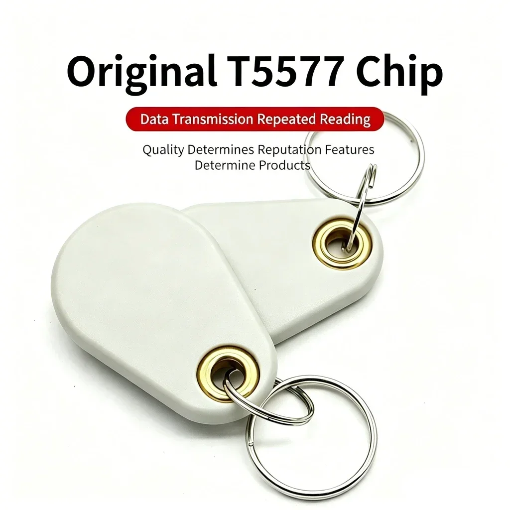 5/20Pcs 125KHz EM4305 T5577 RFID Key Tags Ring Blank Chip Copy Writable Grey Keyfobs Rewritable Keychain Access Card