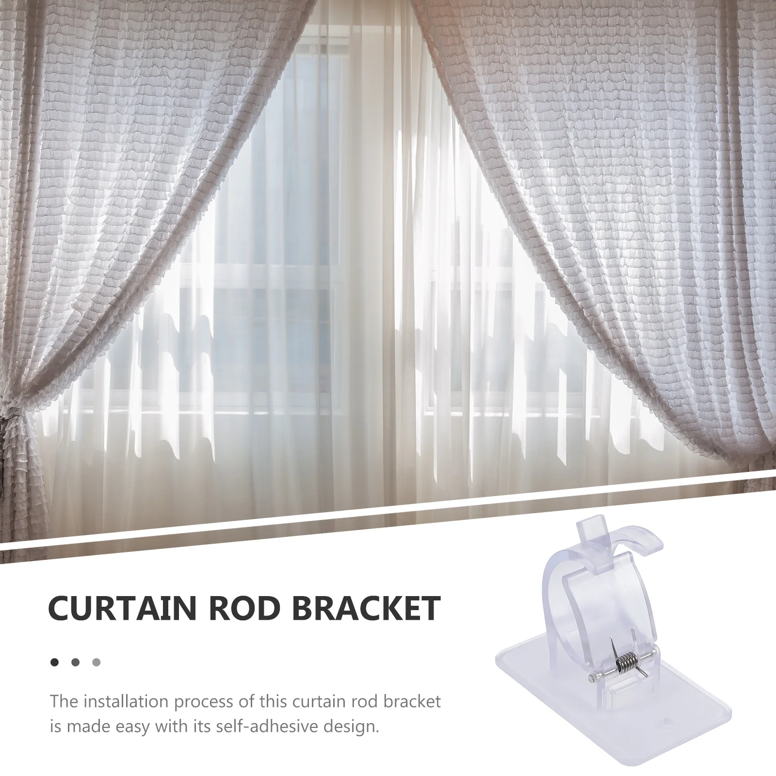 

2Pcs Curtain Rod Brackets Nail Free Adhesive Holders for Bathroom Bedroom Kitchen Shower Rod Support Curtain Pole Hooks