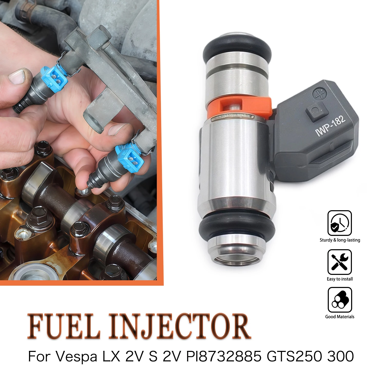 Inyector de Combustible para Motocicleta, Piezas de Motor, Boquilla IWP-182 para Vespa GTS GTV 125 250 300 X Evo X7 X8 Gilera Nexus MP3 4T 4V IE E3
