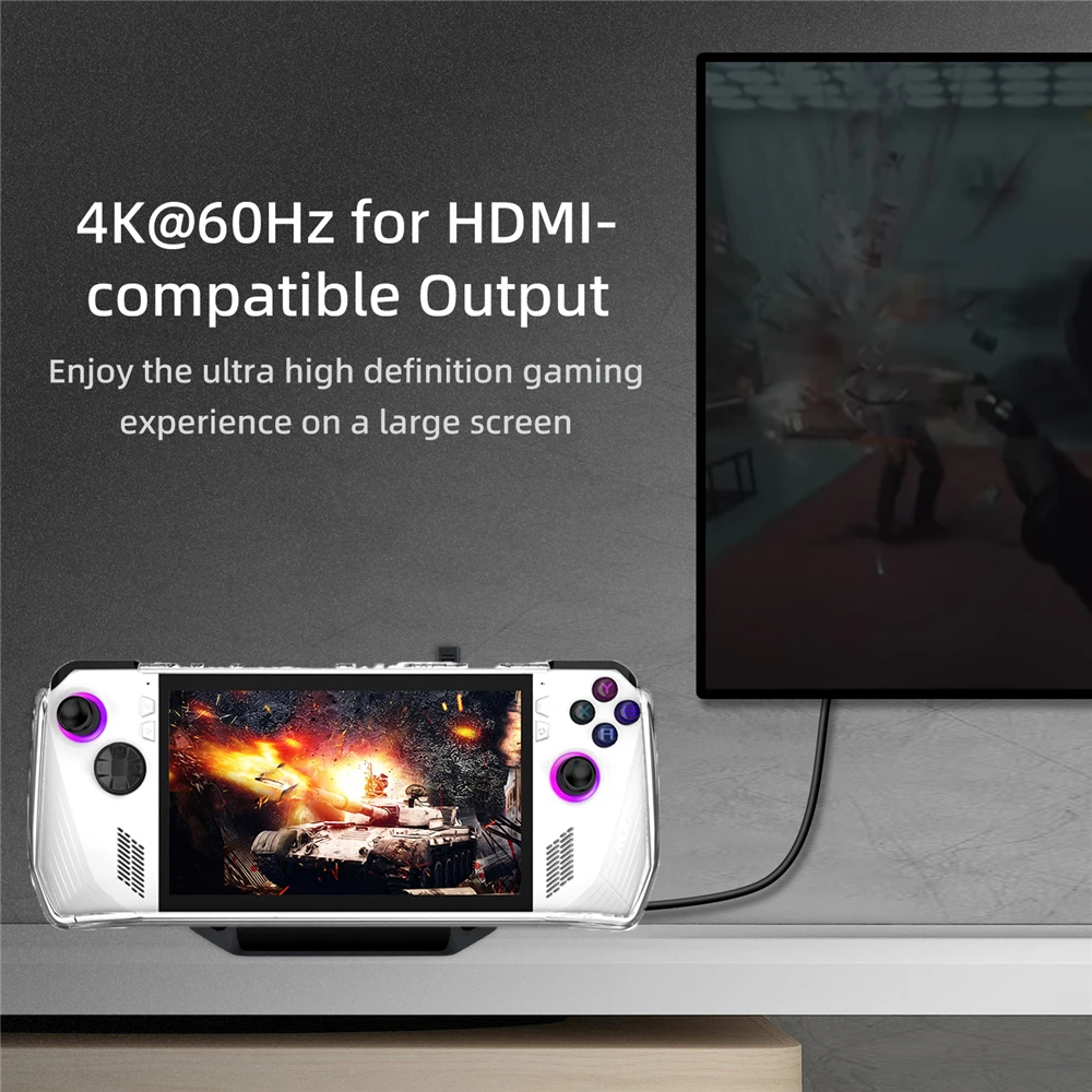 6 In 1 4K Dock Station RJ45 LAN Port Type-C ricarica rapida per Steam Deck/Nintend Switch/OLED/ROG ALLY Console di gioco nero