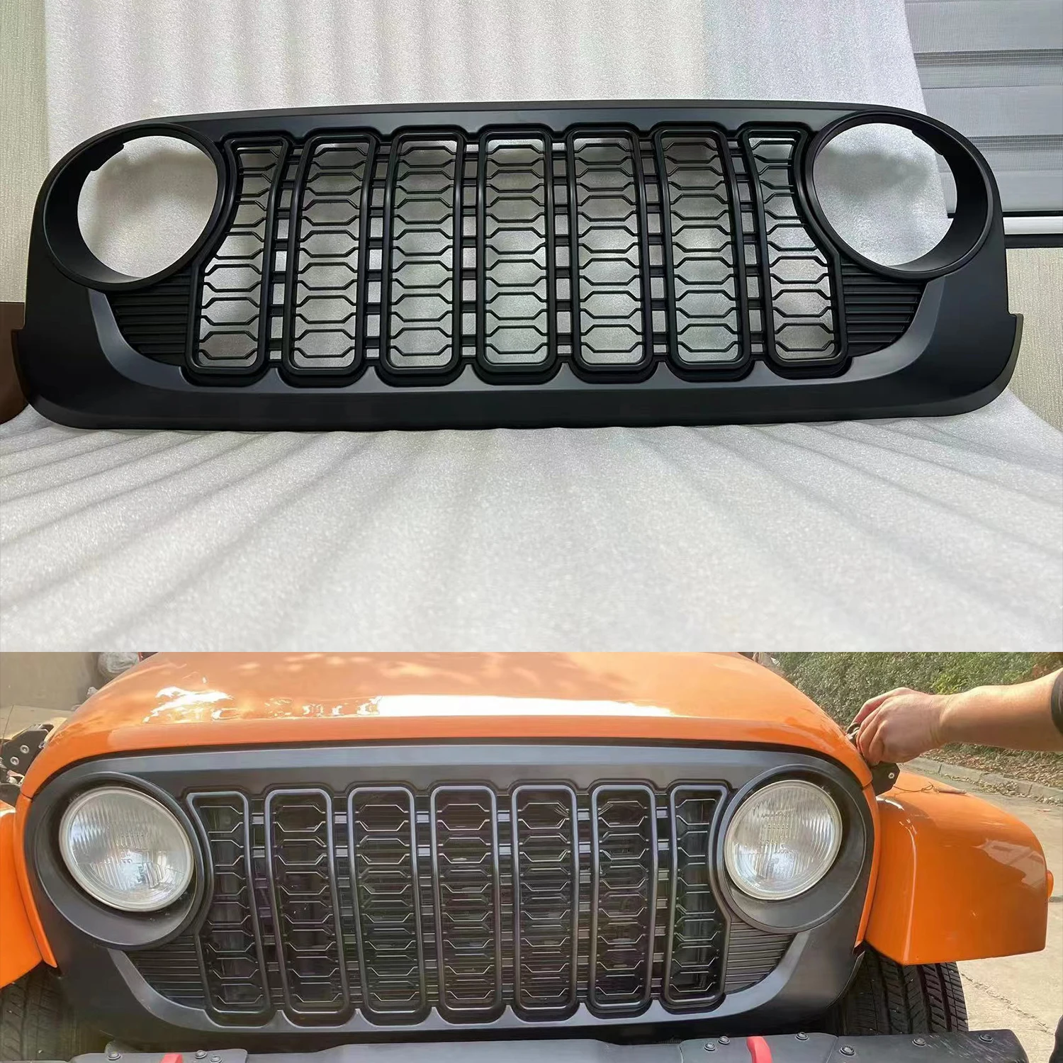 To Spain 2024 New Design Front Grille ABS Style Grill  JK To JL for Jeep Wrangler  JK  2007-2017  J400