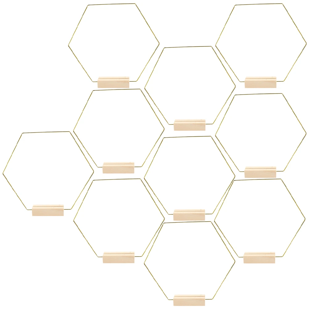 

10Pcs Metal Floral Hoops Hexagon Wreath Base DIY Garland Centerpieces Christmas Weddings Parties Arch Backdrop Cover