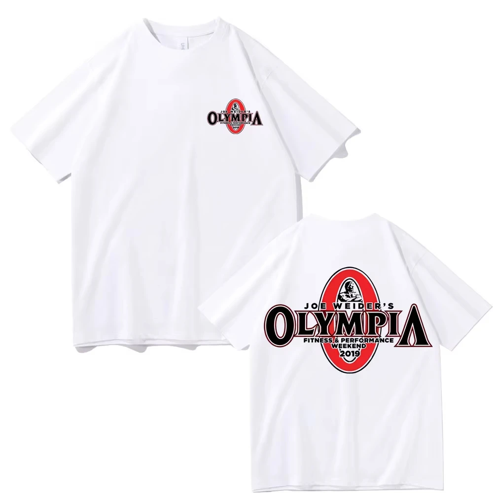 Camisetas de Manga Corta Olympia Fitness para Hombre, de Alta Calidad, 100% Algodón, Cuello Redondo, Estilo Casual, Tallas Grandes, en Oferta