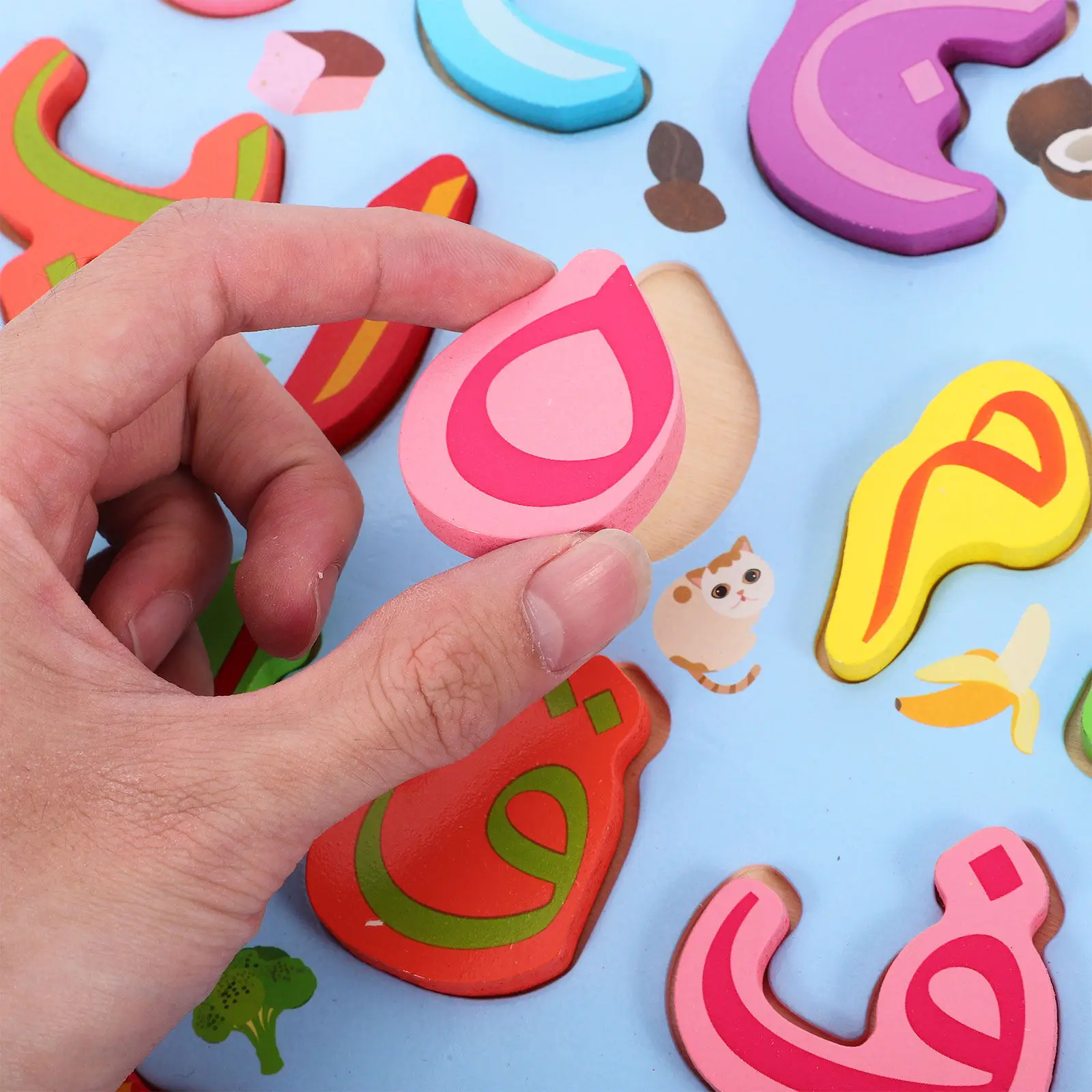 Arabic Letter Wooden Puzzle for Toddlers 18 Months Old Learning Alphabet Recognition Matching Skills Cognitive Development