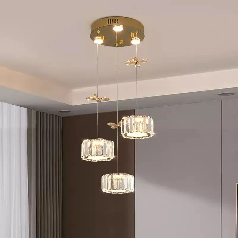 Cristal sala de estar villa lustre luz luxo francês multi-cabeça sala de jantar quarto uma palavra italiano quente homestay jantar